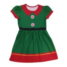 Imagem de Vestido Infantil Fantasia Duende Ajudante de Papai Noel