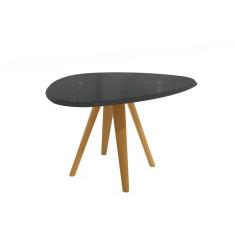 Imagem de Mesa De Jantar Kappesberg Em Madeira Maciça Com Tampo De Vidro Preto Fosco 135cm