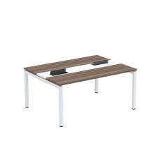 Imagem de Mesa Plataforma Dupla com Pé de Aço para Coworking 160x120 Pdc16/12/2p Walnut/Branco