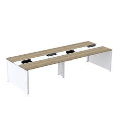 Imagem de Mesa de Plataforma Dupla para 4 Pessoas Corporativa 110x140/4p Noce Naturalle/Branco