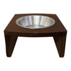 Imagem de Comedouro Madeira Com 1 Pote Em Inox Para Pet Cachorro Gato - Jjveras