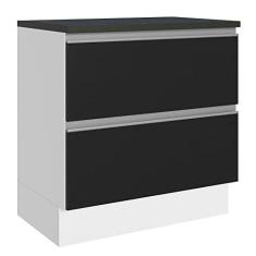 Imagem de Balcão 100% Mdf 80cm 2 Gavetas Branco/preto Acordes Madesa