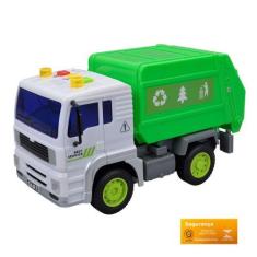Imagem de Caminhao Friccao Luz E Som Modelo Coleta De Lixo Dm Toys Verde Brinque
