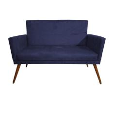 Imagem de Namoradeira Decorativa Nina com Rodapé Suede Azul Escuro - ds Móveis