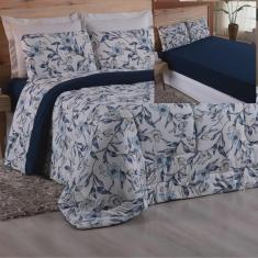 Imagem de Coordenado Edredom e Lençol King Malha Fio Penteado - Azul