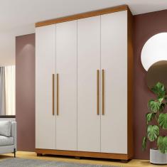 Imagem de Guarda-Roupa Casal Bari 4 Portas 3 Gavetas Cinamomo/Off White - Panorama Móveis