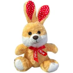 Imagem de Coelho De Pelúcia Pequeno Com Laço Feliz Páscoa Fofo Cesta - 27cm