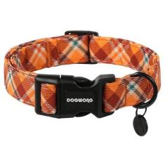 Imagem de DOGWONG Coleira de algodão xadrez de outono, coleira de cachorro de Halloween, xadrez, macia, ajustável, guingão, outono, para meninos e meninas grandes