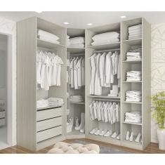 Imagem de Guarda Roupa Canto, 3 Gavetas, 4 Cabideiro Legno Crema