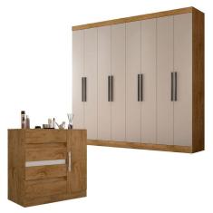 Imagem de Guarda Roupa Casal Prime 1684 E Cômoda 8000 Freijó Baunilha - Araplac