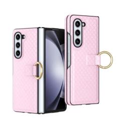 Imagem de Capa de telefone com anel de couro para Samsung Galaxy Z Fold 5 4 3 Fold5 Fold4 Fold3 5G Capa de prevenção de queda à prova de choque, rosa, para Galaxy Z Fold4
