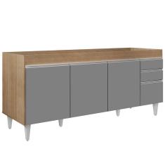 Imagem de Balcão Gabinete Para Pia 180cm Sem Tampo Castanho/cinza