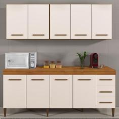 Imagem de Cozinha Compacta Atenas 9 Portas 3 Gavetas Nature/Off White - Kaiki Mó