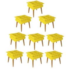 Imagem de Kit 09 Puff Puf Banqueta Opala Para Quarto Sala Recepção Suede Amarelo