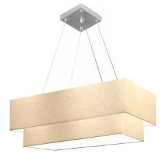 Imagem de Lustre Pendente Duplo Retangular Vivare Md-4322 Cúpula Em Tecido 99X40cm X 80X30cm - Bivolt