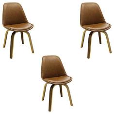 Imagem de Kit 3 Cadeiras Decorativas Sala e Escritório SoftLine (PU) Marrom - Gran Belo
