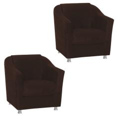 Imagem de Kit 2 Poltronas Decorativa Bia Suede Marron Twdecora