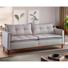 Imagem de Sofá Living Luxo Adhara Fixo Borda Viva 2,00 M Zara Bege
