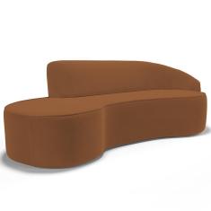 Imagem de Sofá 3 Lugares Curvo Living Firenze Direito D02 Veludo Telha 180cm C-262 - Lyam