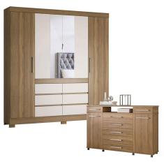 Imagem de Cômoda London e Guarda Roupa Casal Cádis Amêndola Off White - Demóbile