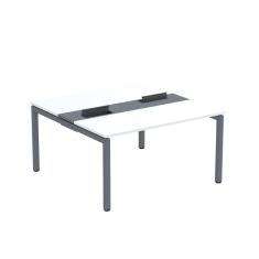 Imagem de Mesa Plataforma Dupla com Pé de Aço para Coworking 140X140/2P PDC14/14/2P Branco/Grafito