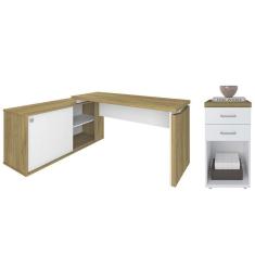 Imagem de Mesa Escrivaninha Em L Sharp E Gaveteiro 2 Gavetas Tok A06 Olmo/branco - Mpozenato