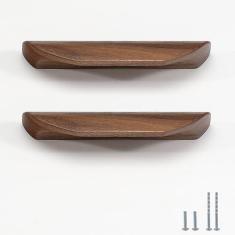 Imagem de Evionlin Puxador de porta de armário de madeira de nogueira com ângulo quadrado de 20,8 cm, puxador de porta de armário de madeira estilo antigo de nogueira longo