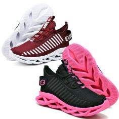 Imagem de Kit 2 Tênis Esportivo Masculino Academia Shoes  Bordo - Evoltenn