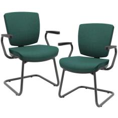 Imagem de Kit 02 Cadeiras Escritório Fixa Executiva Office Preto Slim Baixa Flex