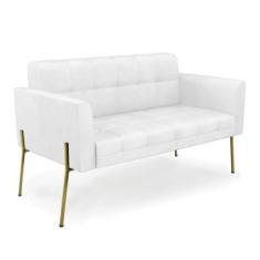 Imagem de Sofá Namoradeira 2 Lugares Pé de Ferro Dourado Elisa Corano Branco D03 - D'Rossi