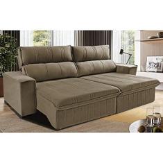 Imagem de Sofá Retrátil e Reclinável 2,30m Cama Inbox Flórida com Molas e Bordado 3d Velusoft Castor