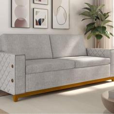 Imagem de Sofá Living Vintage 3 Lugares 225cm Em Linho Áspen Arte Cúbica Estofad