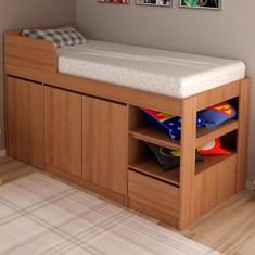 Imagem de Cama Infantil Multifuncional 2 Portas Com Escrivaninha Amêndoa - Tecno Mobili