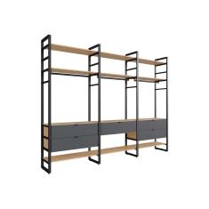Imagem de Guarda-Roupa Closet Modulado Industrial Philly 5 gv Cedro e Grafite