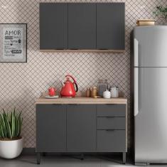 Imagem de Armario Aereo E Balcao Com Tampo 120Cm Avena Grafito