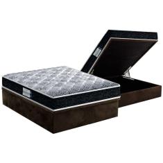 Imagem de Cama Box Baú Casal: Colchão Anatômico Probel D33/EP Firmepedic ProDormir Advanced Tech1500 Double Face + Base CRC Suede Brown(138x188)