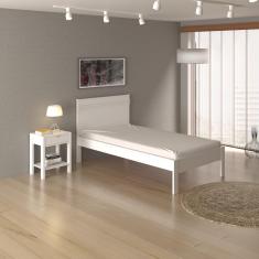 Imagem de Cama de Solteiro 195 cm Com Cabeceira Estrados de Madeira de Eucalipto Quarto Adulto Branco