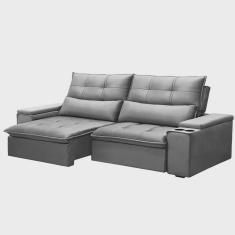 Imagem de Sofá Retrátil Reclinável 3 Lugares 230cm Moritz F05 Veludo Prata - Mpozenato