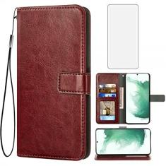 Imagem de Asuwish Capa carteira compatível com Samsung Galaxy S22 5G, protetor de tela de vidro temperado e capa flip de couro, suporte para cartão, acessórios de celular, capas para celular para Gaxaly S 22