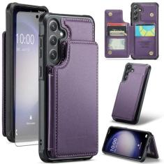 Imagem de Asuwish Capa de telefone para Samsung Galaxy S23 FE 5G capa carteira com protetor de tela de vidro temperado e bloqueio RFID de couro PU suporte para cartão de crédito acessórios de celular S 23 EF