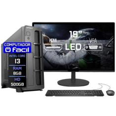 Imagem de Computador Completo Fácil Slim Intel Core I3 8Gb Hd 500Gb Monitor 19"
