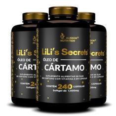 Imagem de Kit 3 Óleo De Cártamo 240 cápsulas liquidas softgels Lilis Secrets - A
