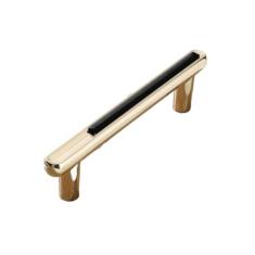 Imagem de Maçaneta de porta de móveis em liga de zinco branca dourada, puxadores e botões de armário de cozinha, ferragem de móveis, preto dourado 96mm