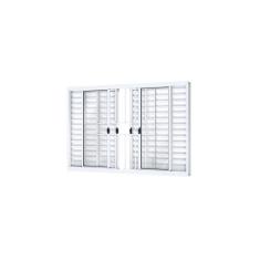 Imagem de Janela Veneziana de Correr Central 6 Folhas com Grade Alumínio 100cmx120cm Riobras Branco