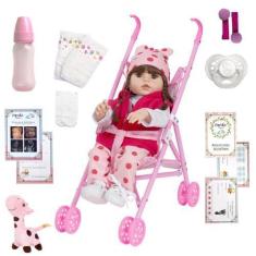 Imagem de Boneca Bebe Reborn Girafa Grande Completa Diversos Itens - Cegonha Reb