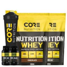 Imagem de Kit Nutrition Whey 900G+ Bcaa+ Coqueteleira  Core Nutrition