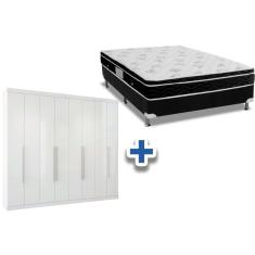 Imagem de Cama Box Casal + Colchão Physical Ortobom + Guarda Roupa Master Vip 8.4 Branco