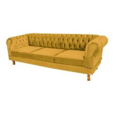Imagem de Dois Sofás Chesterfield Duque 3 Lugares 1,80 - Suede Amarelo / Sala De