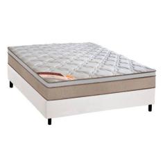 Imagem de Cama Box Casal Blindada Branco + Colchão Molas Castor Hibrido Revoluti