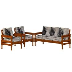 Imagem de Jogo Sofá Madeira Maciça 3 Lugares e 2 Poltronas